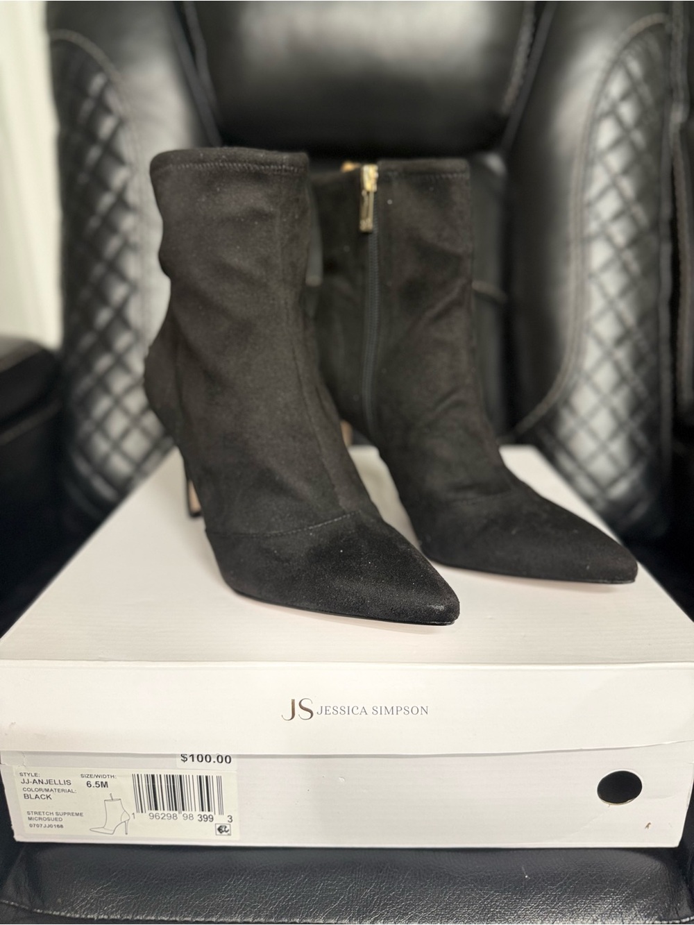 Jessica Simpson Black Suede Pointed Toe Ankle Booties